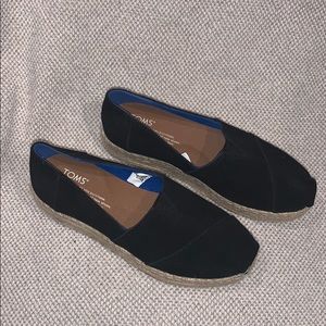 Toms canvas black platform shoes